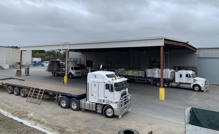 Wyton transport truck pulled up at their warehouse