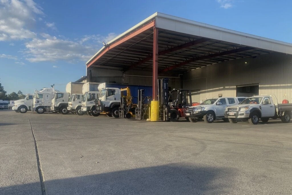 South East Queensland Transport truck inside the garage