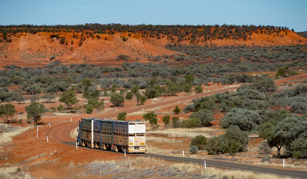 Transport truck on a Winton Queensland road