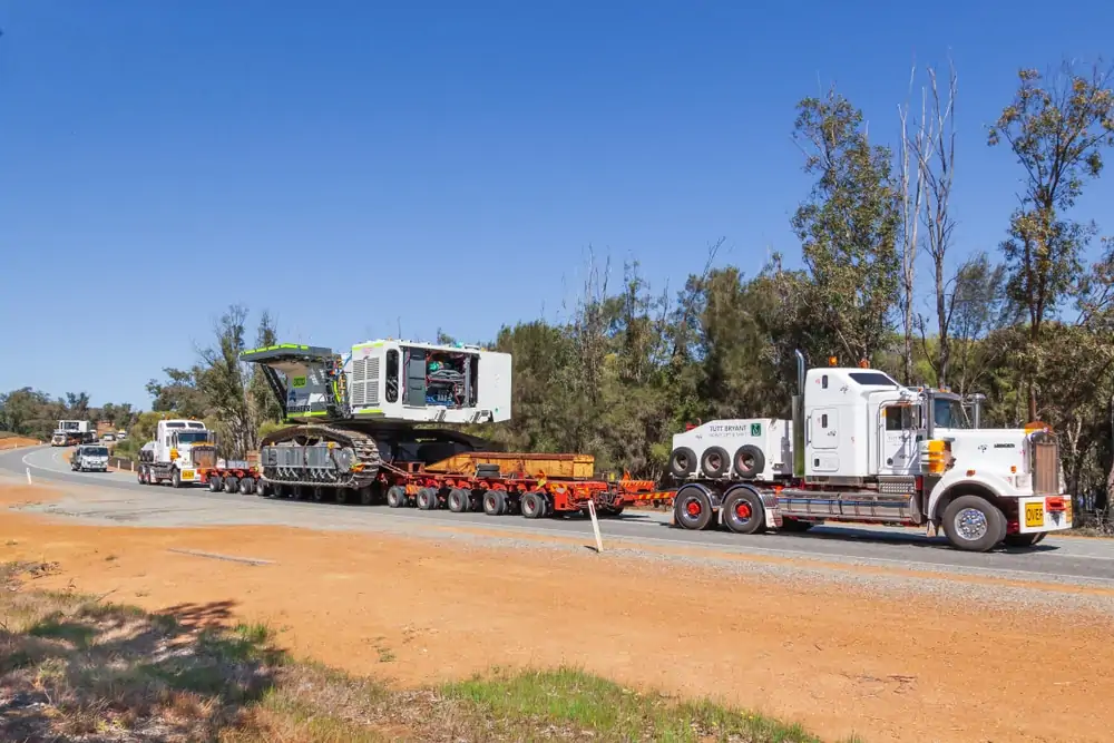 oversized load transport truck on the road