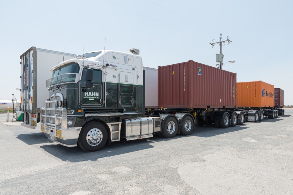 Blanchetown Australia - Jan 14 2020: Australian Road Train Trucks