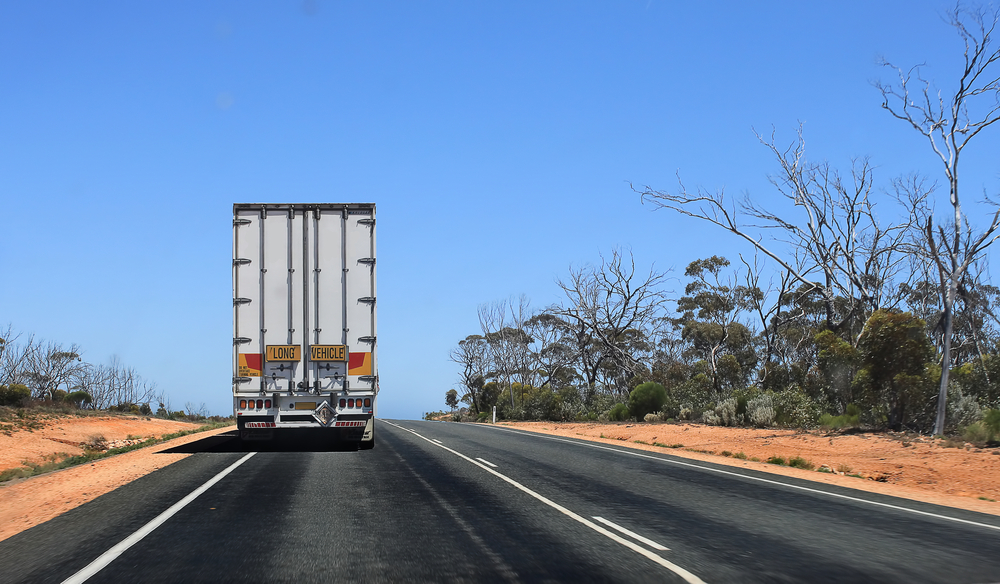 Large freight forwarders vehicle on the road